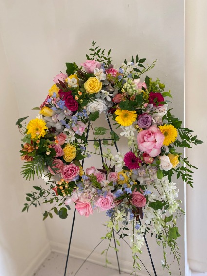 Natural Garden Wreath Funeral Arrangement