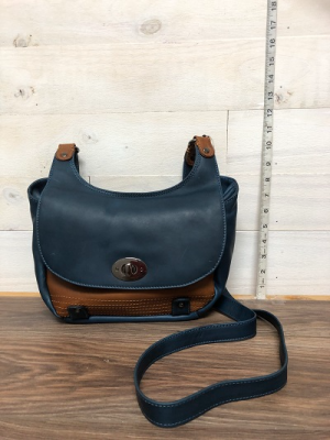 CL1752BL Leather Navy and brown leather bag