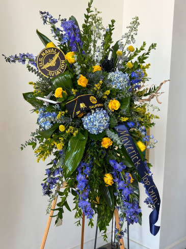 Navy Remembrance Spray   in Irvine, CA | Faith And Blooms by Lily Fiore