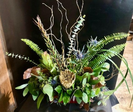 New Trendy Landscape Table Arrangemnet Lush Mixed Greenery 