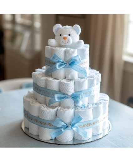 Newborn Baby Diaper Cake With Teddy  Bear 