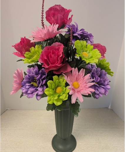 SOLD NFS-PERM13   Cemetery Can Silk Flowers Silk Flowers (Artificial Arrangement)