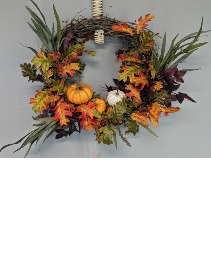 NFS-Perm2 -Fall Trio Wreath  SC 18" Wreath ARTIFICIAL (SILK)