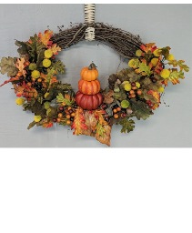 NFS-PERM7 Pumpkin Trio Wreath  SC ARTIFICIAL (SILK)