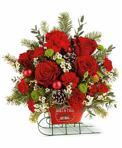 NORTH POLE SLEIGH CHRISTMAS ARRANGEMENT
