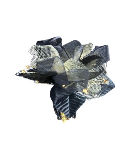 Number 10 Black Ribbon With Gold Tulle on Wristlet 