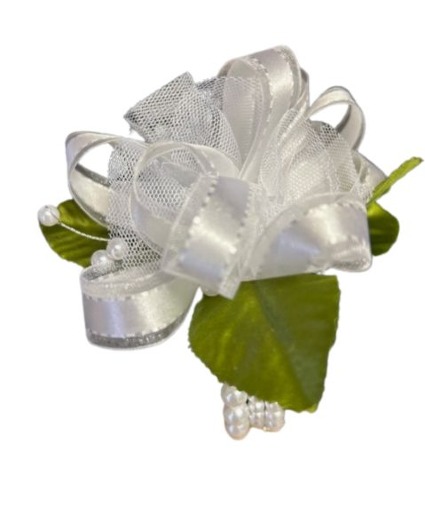 Number 5 White Satin with Pearls Wristlet 