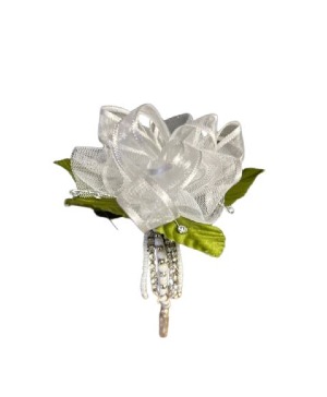 Number 6 White Sheer Ribbon with Bead Wristlet 