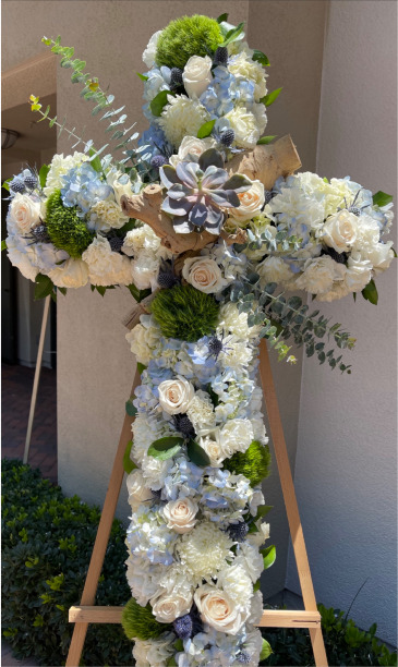 Ocean Blue Standing Cross   in Irvine, CA | Faith And Blooms by Lily Fiore