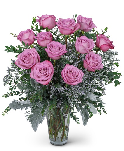 One Dozen Angelic Lavender Roses  Flower Arrangement