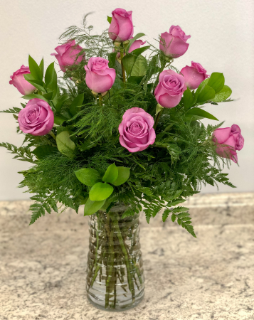 One Dozen Lavender Roses Rose Arrangement