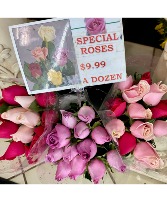 Assorted Colors  Plain One Dozen Long Stem Mixed or Solid Colors Upon Availability While Supplies Last ((  PICKUP ONLY. ))