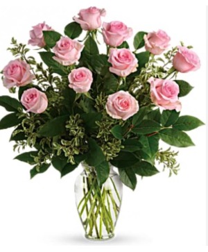 One Dozen  Pink roses