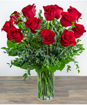 One Dozen Red Hot Roses Arrangement