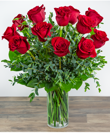 One Dozen Red Hot Roses Arrangement