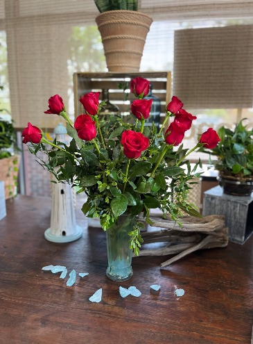 One Dozen Red Roses  Vase Arrangement in Mount Pleasant, SC | BLANCHE DARBY FLORIST OF CHARLESTON