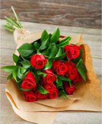 One dozen roses wrapped Roses