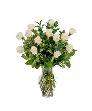 One Dozen White  Fresh Flowers 
