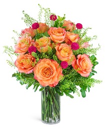 One Dozen Wild and Free Spirt Roses Flower Arrangement