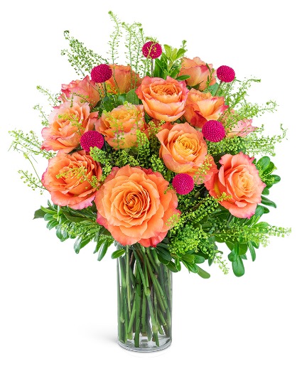One Dozen Wild and Free Spirt Roses Flower Arrangement