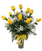 One dozen yellow roses 