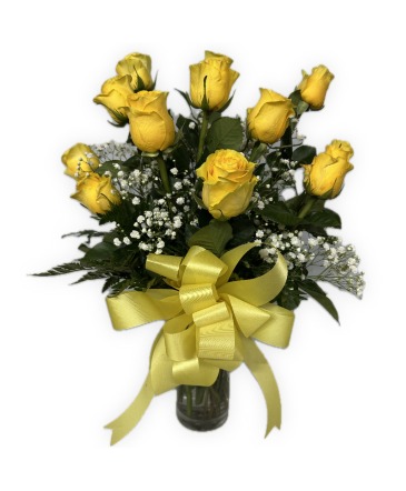 One Dozen Yellow Roses Vase Arangement in Lexington, SC | Lexington Florist