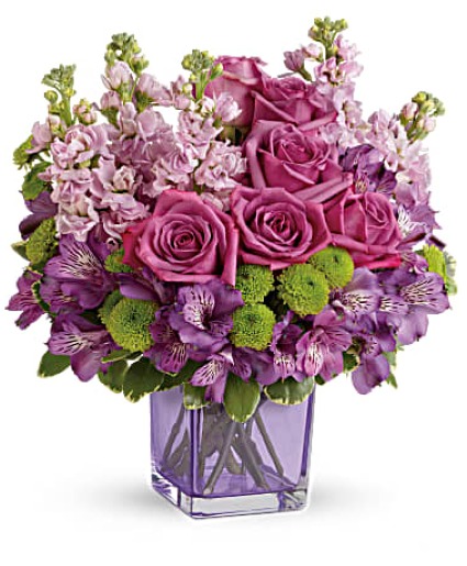 Purple Passion Cube  Vase Arrangement