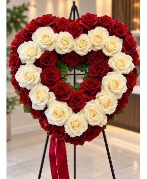 OPEN HEART RED AND WHITE  FUNERAL