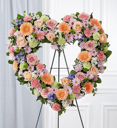 Open Heart Wreath Colorful Sympathy