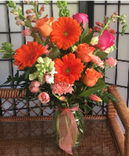 Orange and a hint of Pink Vase
