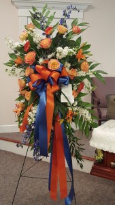 Orange and Blue Tried and True Gator Tribute in Gainesville, FL | PRANGE'S FLORIST- Sara & Lilli V