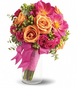 Orange and Fuchsia Bridesmaid Bouquet  