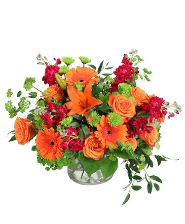 Orange Explosion Flower Arrangement in Trenton, ON | Designs by Alexis Rose