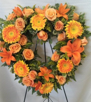 Orange Open Heart Standing Spray 