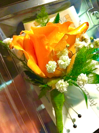 Orange Rose and Babies Breath Boutonnières 