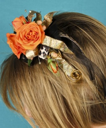 ORANGE ROSES Prom Hairpiece in Albany, NY | Ambiance Florals & Events