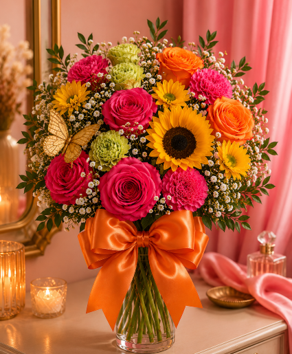 Orange Satin Daydream Call Us for Faster Service & Daily Specials: (915) 303-8500 Text Us to Order Anytime: (915) 505-3708 Your trusted source for Flowers & Delivery in El Paso TX 