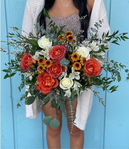 Orange & White  Bridal Bouquet