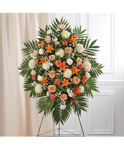 Orange & White Sympathy Standing Spray 