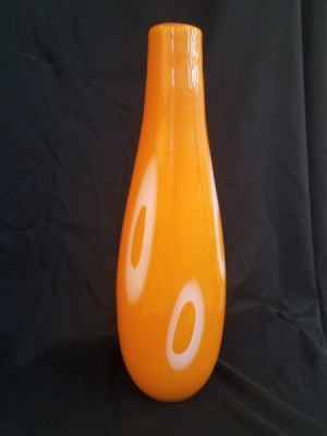 Orange vase with white orbs Vase