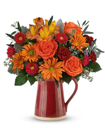 ORCHARD SUNSET RED CERAMIC PITCHER