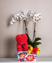 Orchid and flower bear  (SOLD OUT) 