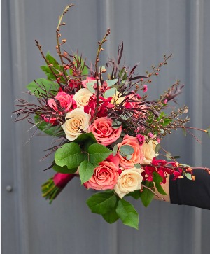 orchid and roses wedding bouquet