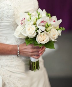 Orchid, Freesia, Roses, Hand wrap Hand Gathered Bouquet