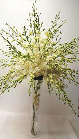 Orchid Trumpet Wedding Centerpiece