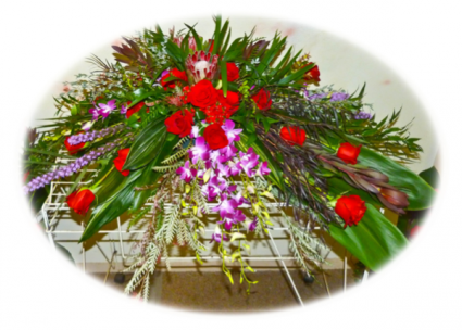 Orchids and Roses Casket Spray