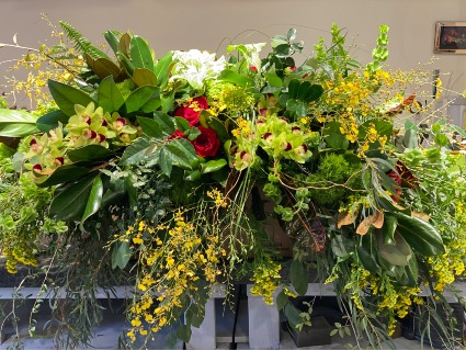 Orchids, Greenery & More Casket Cover