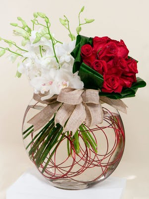 Orchids & Roses  Bubble Vase 