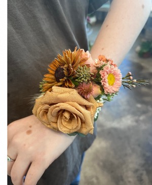 Organic style corsage  Wrist corsage 
