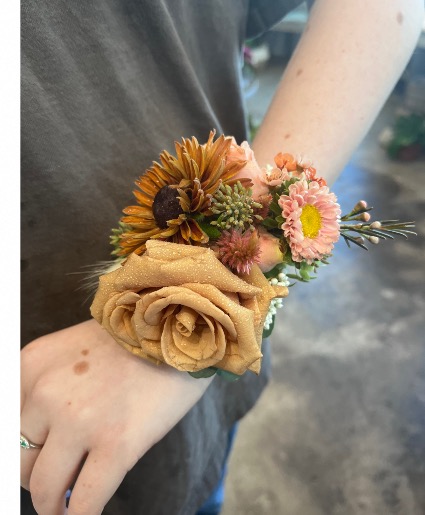 Organic style corsage  Wrist corsage 